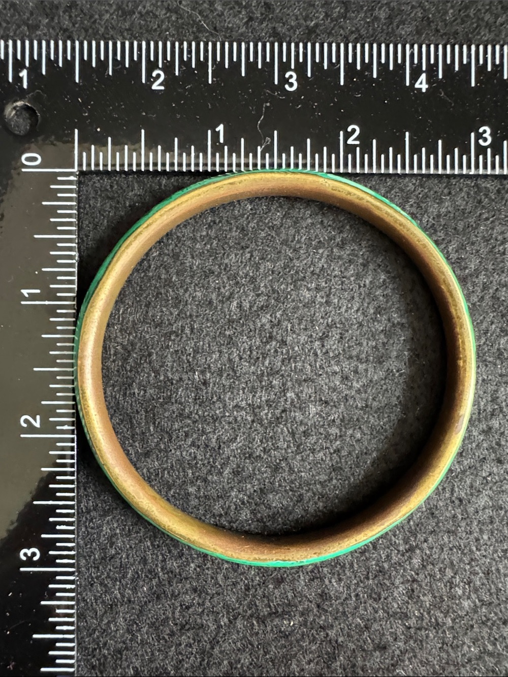 VTG 1970s Malachite Stone Inlay Brass Bangle Bracelet - Picture 2 of 5